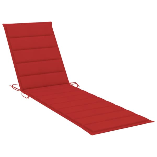 Solsäng med röd dyna massiv teak