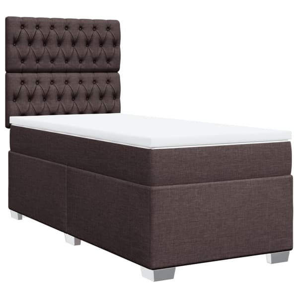 Ramsäng med madrass mörkbrun 90x190 cm tyg