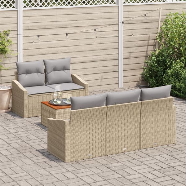 Trädgårdsoffset 6 pcs Beige och Ljusgrå konstrotting