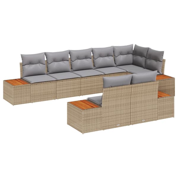 Trädgårdsoffset med kudde 8 pcs Beige Poly rattan