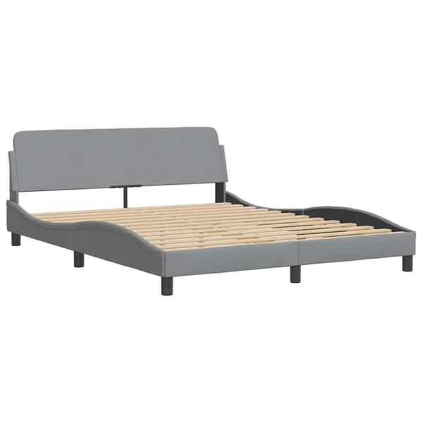 Bed Frame "Dover" Light Grey 152x203 cm Fabric