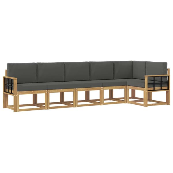 Utomhussoffset med kudde 6 pcs Vit och antracit Polyester