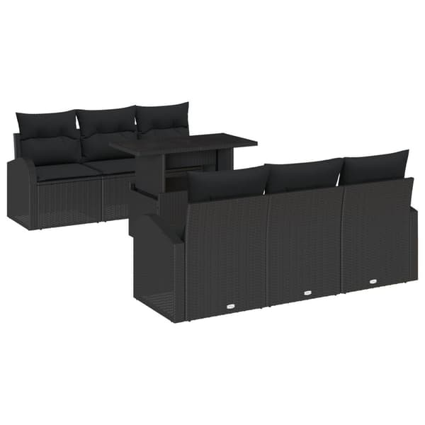 Trädgårdsoffset med kudde 7 pcs Svart Poly rattan