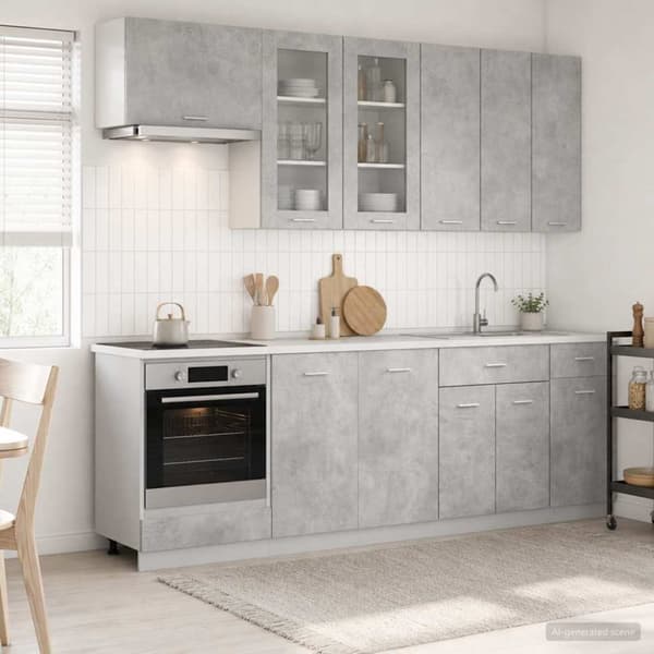 Köksenhet LYON 8 pcs Betonggrå Konstruerat trä