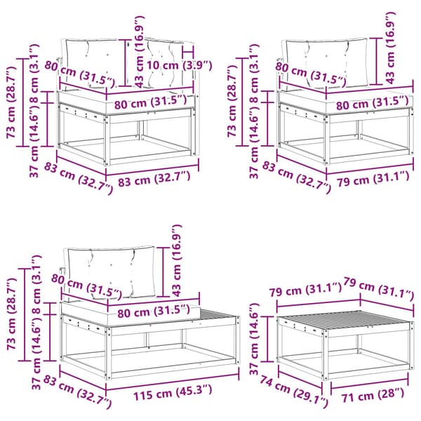 Utomhussoffset med kudde Vit 79 x 79 x 37 cm Polyester