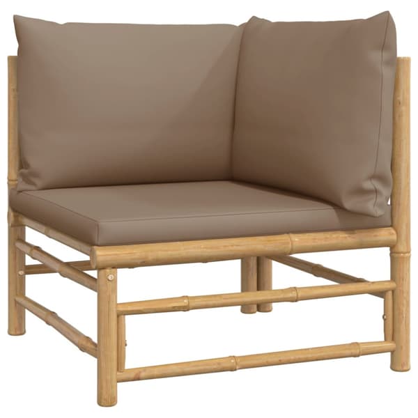 Loungegrupp för trädgården 3 delar taupe dynor bambu