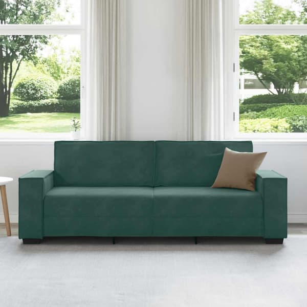 3-sitssoffa mörkgrön 220x78x84 cm sammet
