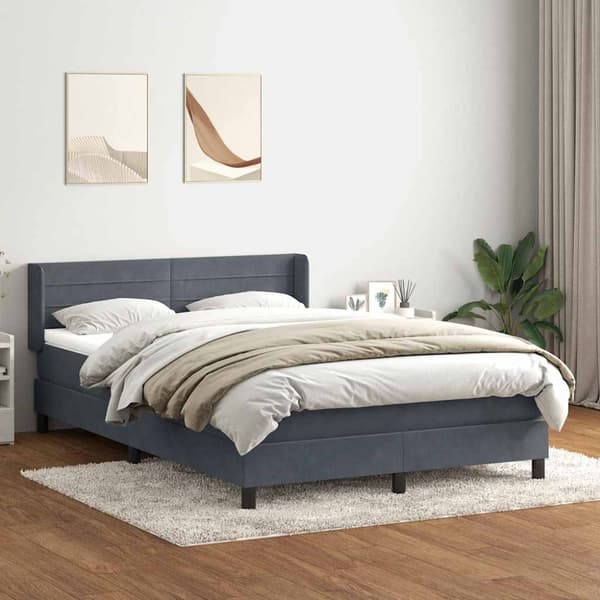 Ramsäng med madrass mörkgrå 160x210 cm sammet