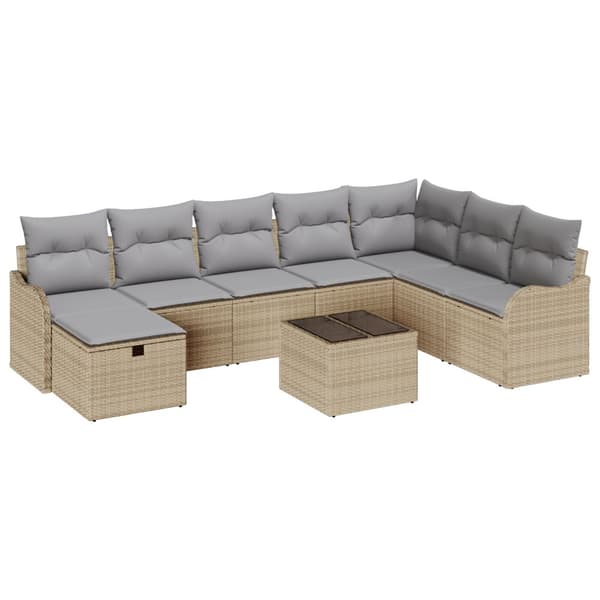 Trädgårdsoffset 9 st Beige konstrotting