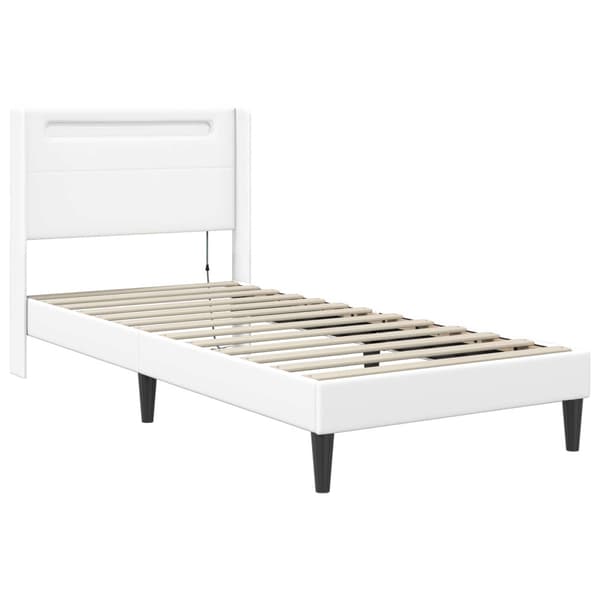 Sängram med madrass Vit 80 x 200 cm Konstläder