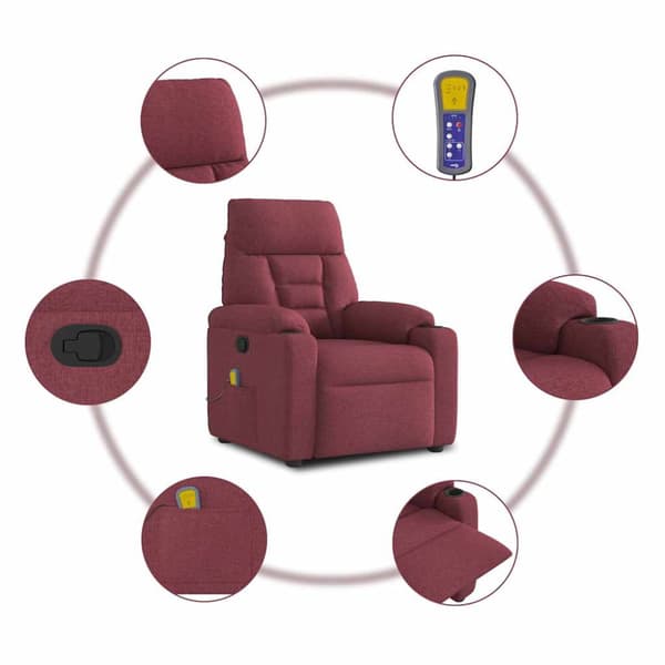 Massagefåtölj vinröd tyg