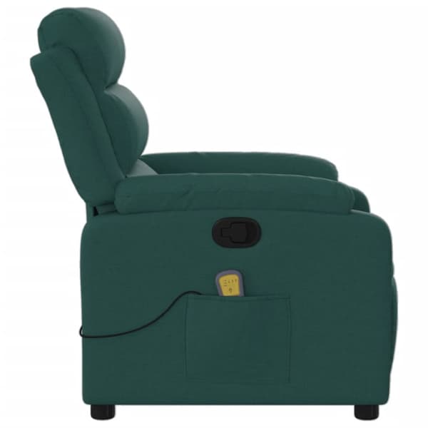 Massagefåtölj mörkgrön tyg