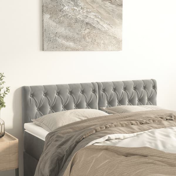 Sänggavlar ljusgrå 160x7x78/88 cm sammet