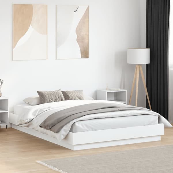 Sängram vit 150x200 cm konstruerat trä