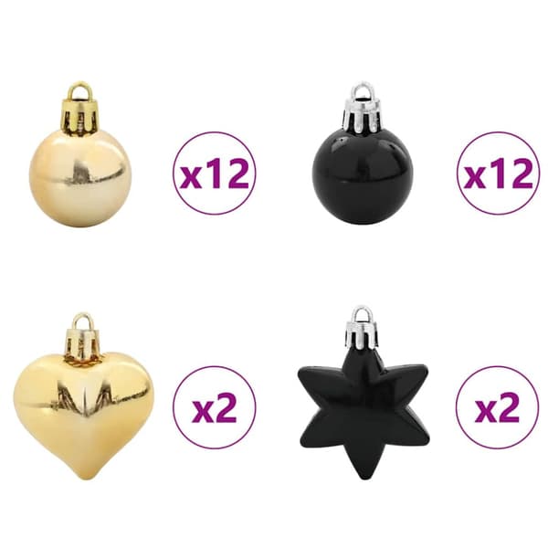 Julprydnad Set 40 pcs Svart och Guld Plast