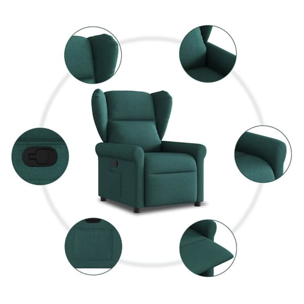 Reclinerfåtölj mörkgrön tyg