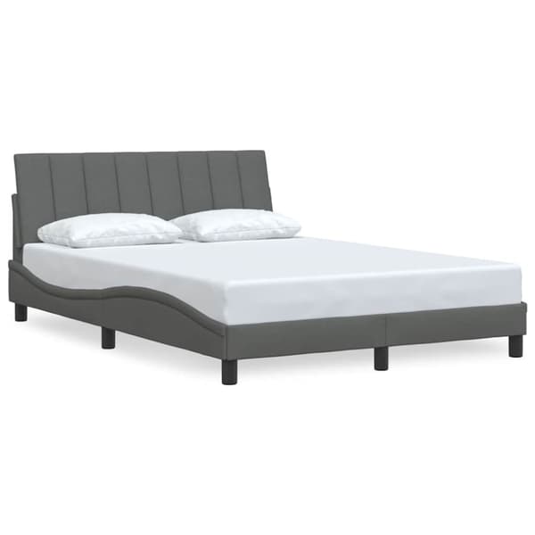 Bed Frame without Mattress "Hanko" Dark Grey 140x190 cm Fabric