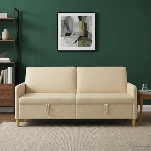 Soffa med förvaring Gräddvit 192 x 78 x 87 cm Polyester