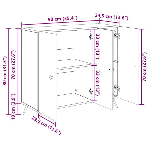 Sideboard Vit 89 x 34,5 x 80 cm Konstruerat trä