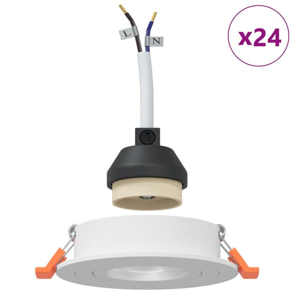 Spotlight 24 pcs Vit 9 x 9 x 2 cm Aluminium