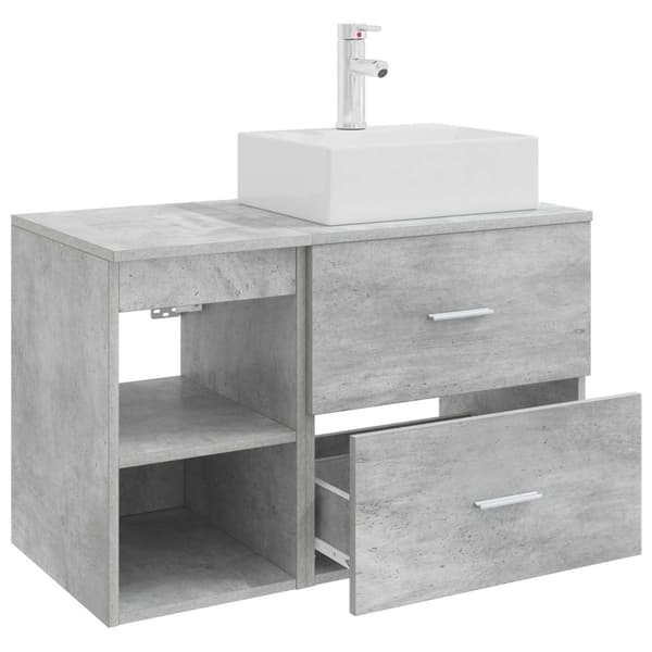 Badrumsmöbelset 2 pcs Betonggrå Konstruerat trä