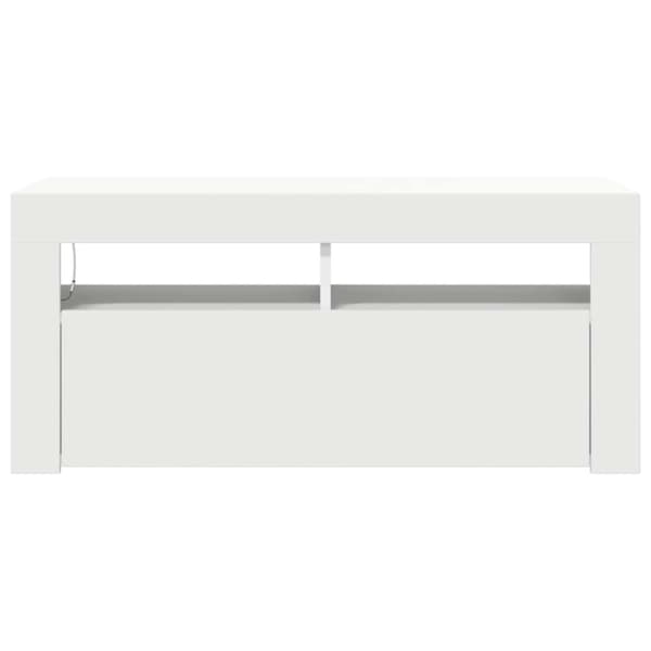 TV-bänk med LED-belysning vit 90x35x40 cm