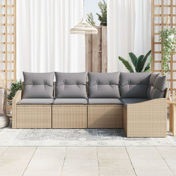 Soffset med kudde 5 pcs Beige konstrotting