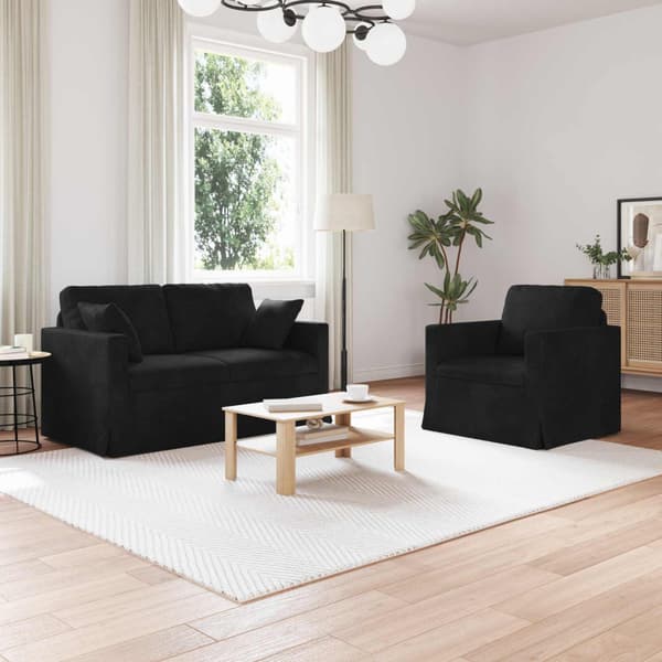 Soffset 2 pcs Svart 138 x 78 x 80 cm Sammet