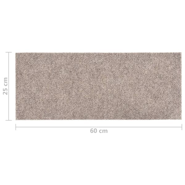 Trappmattor självhäftande 15 st 60x25 cm beige rektangulära
