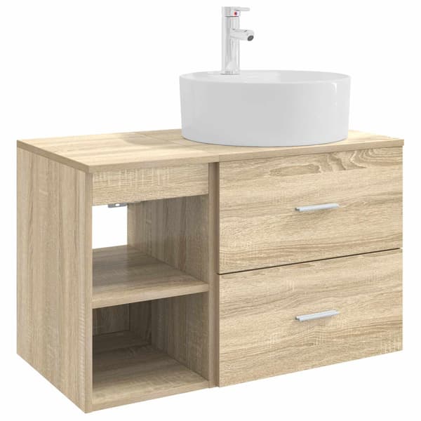 Badrumsmöbelset 2 pcs Sonoma-ek Konstruerat trä
