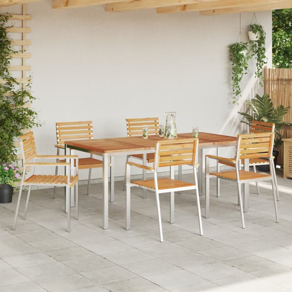 Trädgårdsmöbelset 7 pcs Brun Massivt teakträ