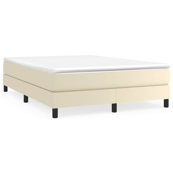 Boxspring-sängram gräddvit 140x190 cm konstläder