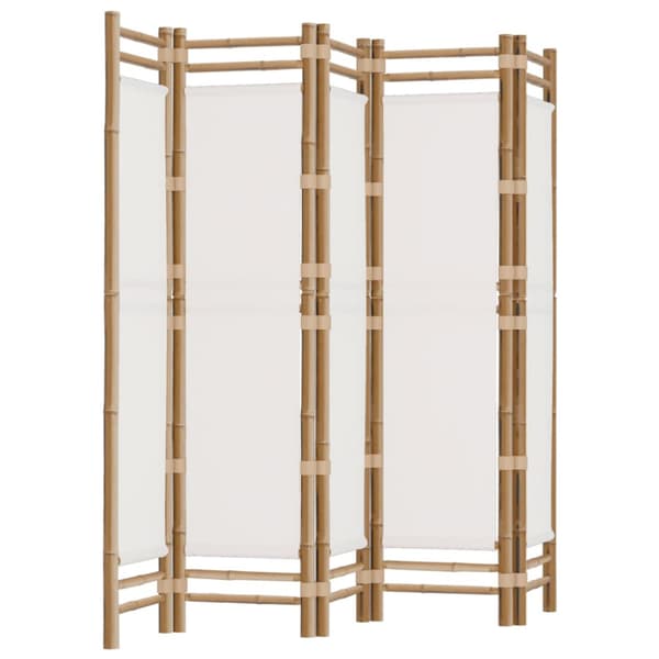 Rumsavdelare 5 paneler hopfällbar 200 cm bambu och kanvas