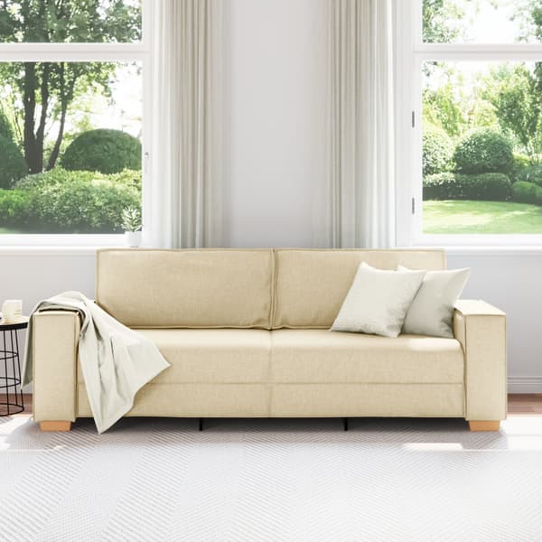 3-Sits soffa Kräm 220 cm tyg
