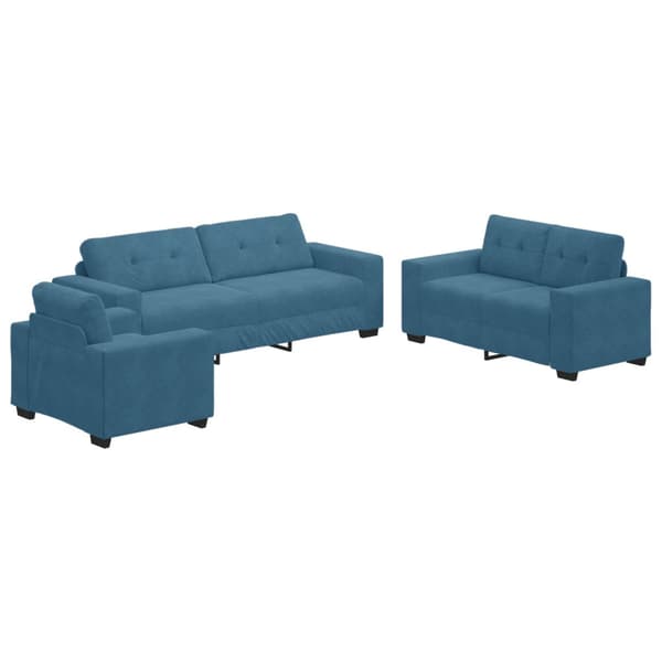 Soffset 3 pcs Blå 221 x 80 x 80 cm Sammet