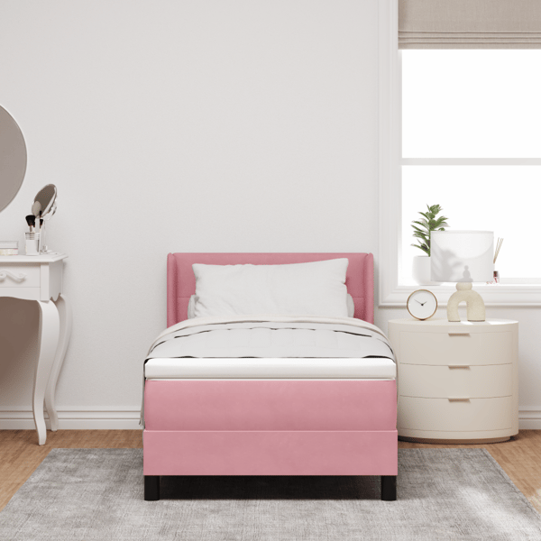 Bäddfjäder med huvudgavel Rosa 200 x 80 cm Sammet