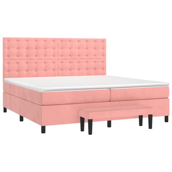 Ramsäng med madrass rosa 200x200 cm sammet