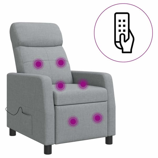 Massagefåtölj Ljusgrå Tyg