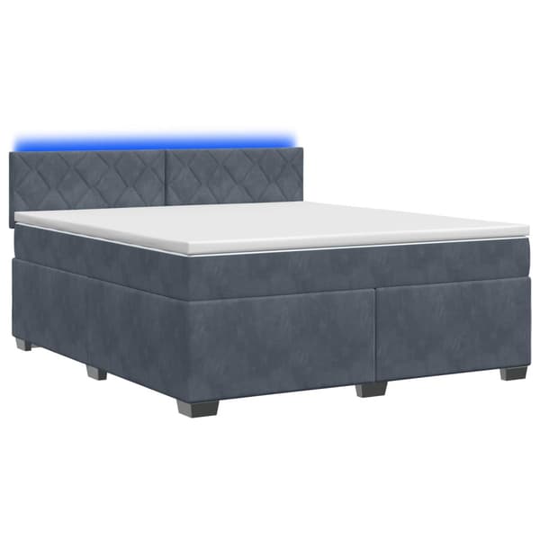 Boxspring säng med madrass och LED Mörkgrå 140 x 200 cm Sammet