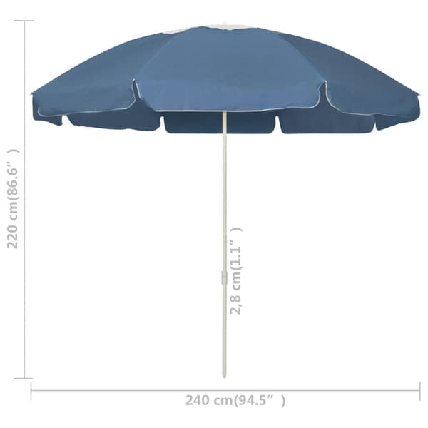 Strandparasoll blå 240 cm