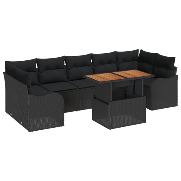 Trädgårdsoffset med lagring 8 pcs Svart Poly rattan