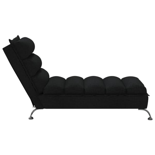 Schäslong med dynor svart tyg