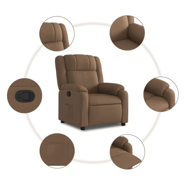 Reclinerfåtölj brun tyg