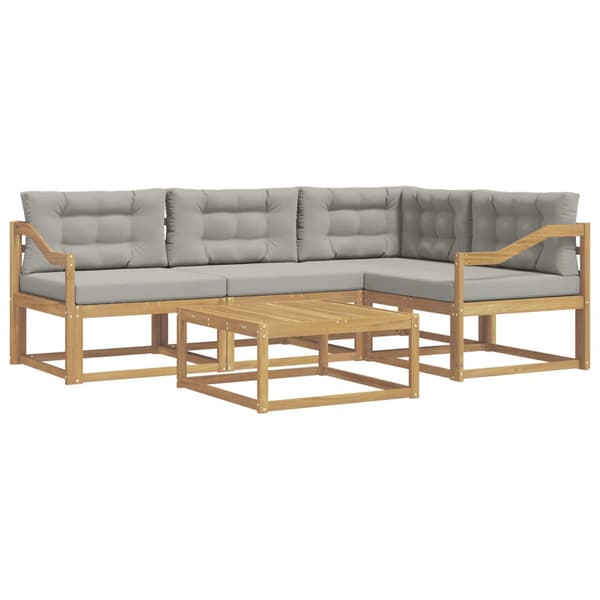 Utomhussoffset 5 pcs Vit och ljusgrå 79 x 79 x 37 cm Polyester