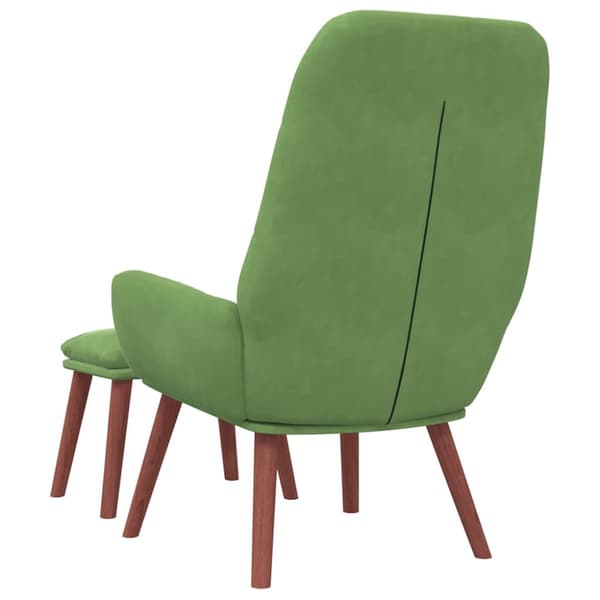 Vilstol med fotpall ljusgrön sammet