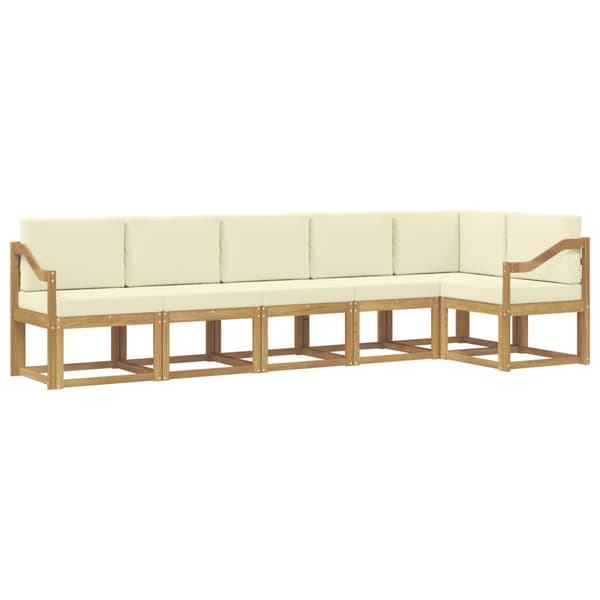 Utomhussoffset med kudde 6 pcs Vit och grädde Polyester