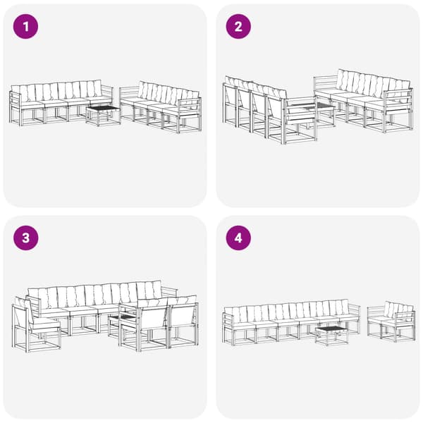 Utomhussoffset med kudde 9 pcs Vit och grädde