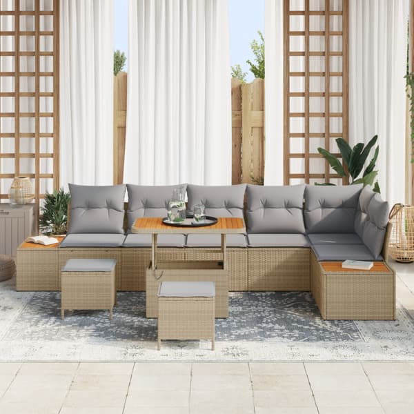 Trädgårdsoffset 9 pcs Beige konstrotting