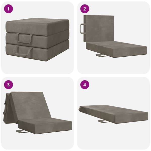 Fällbar Soffbed 75 x 63 x 45 cm Ljusgrå