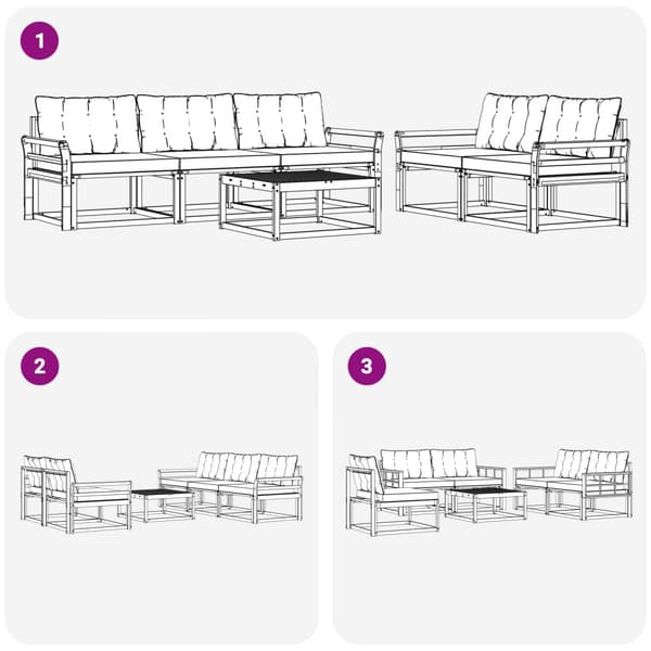 Utomhussoffset 6 pcs Vit och ljusgrå 79 x 79 x 37 cm